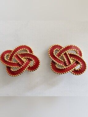 Red & Gold Tone Vintage Shoe Clips